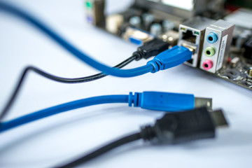 computer cable on white background