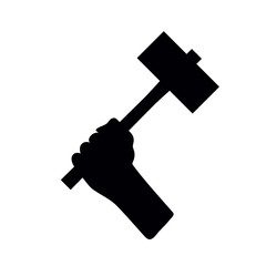 hand holding a hammer vector silhouette
