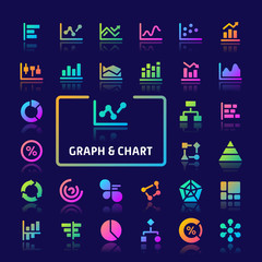 Graph & Chart Gradient Vector Icon Set.