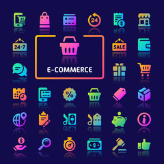 Ecommerce Gradient Vector Icon Set.