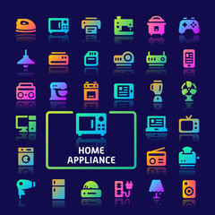 Home Appliance Gradient Vector Icon Set.