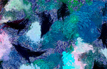 Oil pastel drawing. Abstract color background. Fine art print. Impressionism style abstraction. Modern surrealism painting. Good as wall decor poster. Stock. Surreal design. Handmade texture template.