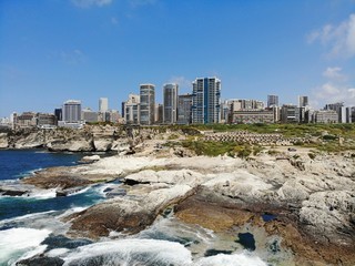 View from above on the Lebanon. Western Asia and Middle East country which is called also Lebanese Republic. Aerial photo created by drone. Beirut - big and beautiful capital.