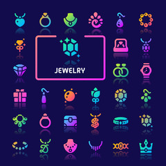 Jewelry Gradient Vector Icon Set.