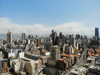 View from above on the Lebanon. Western Asia and Middle East country which is called also Lebanese Republic. Aerial photo created by drone. Beirut - big and beautiful capital.