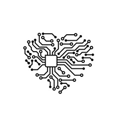 Printed circuit board black and white heart