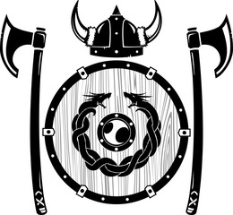 Viking Medieval Coat of Arms, Axe and Shield