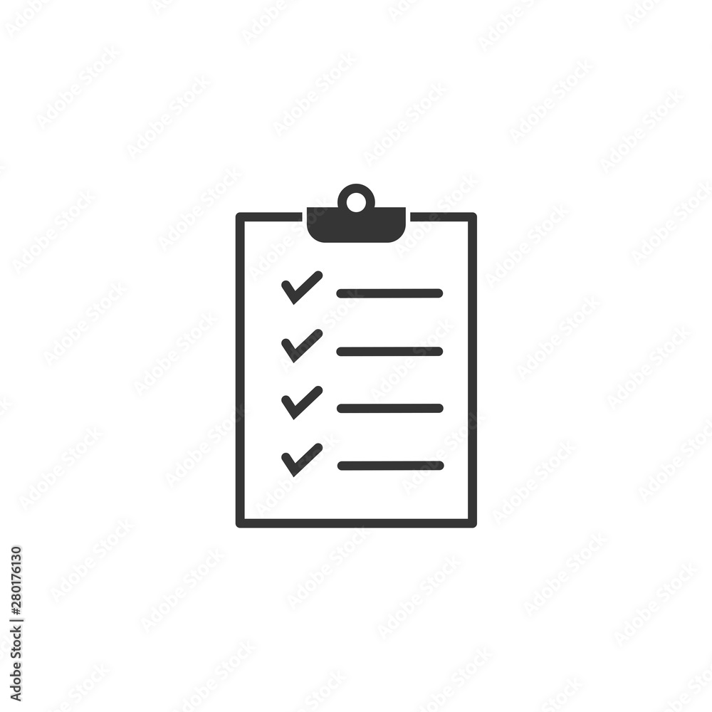 Aufkleber Tasks symbol vector sign isolated on white background. Simple logo vector illustration for graphic and web design. Signed approved document. Project completed.