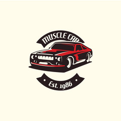 Muscle car logo template in retro style. Retro car logo vector
