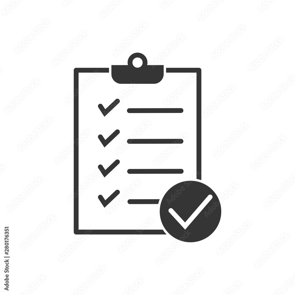 Aufkleber Tasks symbol vector sign isolated on white background. Simple logo vector illustration for graphic and web design. Signed approved document. Project completed.