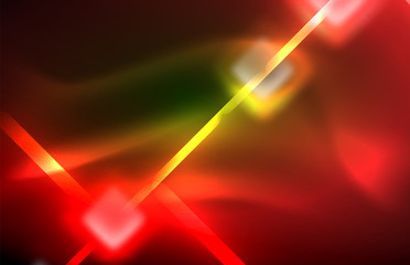 Neon shiny light lines on black, techno modern template