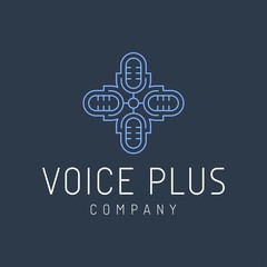 Voice Plus or Hear or Mic Logo Design Vector