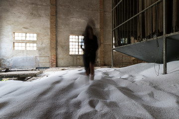 Fototapeta na wymiar Urban exploration / Abandoned kiln with person