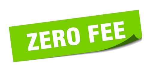 zero fee sticker. zero fee square isolated sign. zero fee