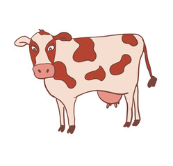 Cartoon cute cow animal vector illustration