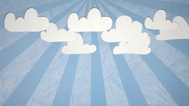 Seamless Stop Motion Clouds Animation With Sunrays On Paper Texture. Ideal For Your Nature/Cloud/Weather Related Projects. High-Quality Animation. 4K,24fps