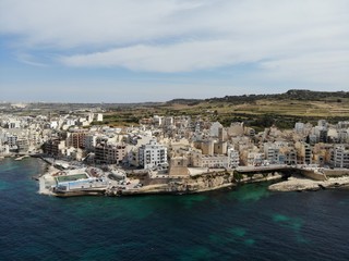 Fototapeta na wymiar Malta from above. New point of vief for your eyes. Beautiful and Unique place named Malta. For rest, exploring and adventure. Must see for everyone. Europe, island in Mediterian Sea.
