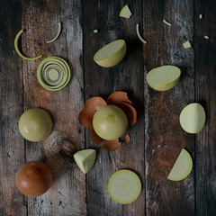 3d render White onion composition 