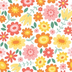 Dekokissen Vector floral pattern with flowers and leaves. Cute flower background. Spring summer seamless pattern. © mgdrachal