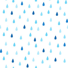 Seamless vector pattern with rain drops. Spring abstract background in shades of blue.