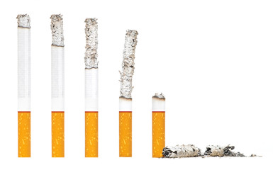 Burned Almost Cigarettes Step on iSolated White Background