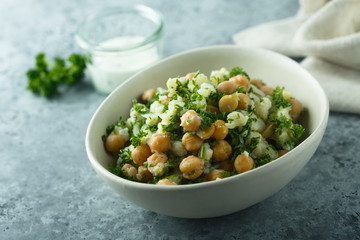 Cauliflower salad with chickpeas and herbs