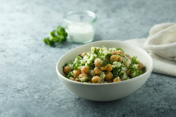 Cauliflower salad with chickpeas and herbs