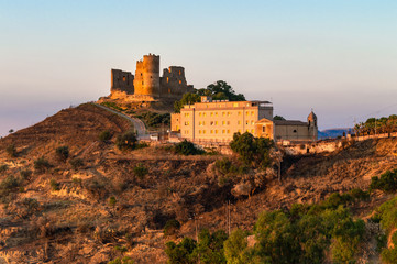 View of Mazzarino Medieval Castle with the Lights of Sunset, Caltanissetta, Sicily, Italy, Europe
