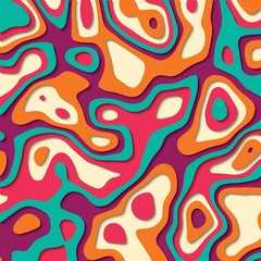 Paper cut out background with 3d effect in vibrant colors, carving art