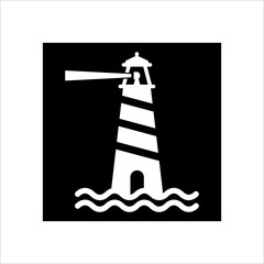 Lighthouse Icon, Light Tower For Navigational Aid