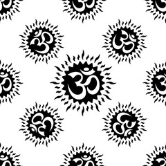 Aum (Om) The Holy Motif Seamless Pattern