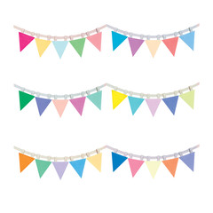 Colorful party flag set isolate on white background, celebrate decorate