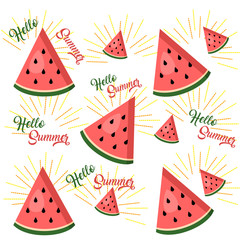 slices of watermelon summer pattern vector design