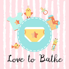 Flat style icon of baby diaper for happy child. Simple object for kid comfort.