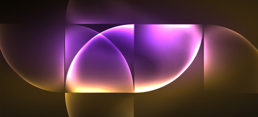 Dynamic lines and shapes, glass neon glowing effect. Modern neon glow geometric shapes, great design for any purposes