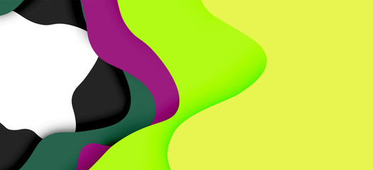 Abstract geometric pattern. 3d paper layers cut out colorful wave background. Origami cut out abstract waves for web background