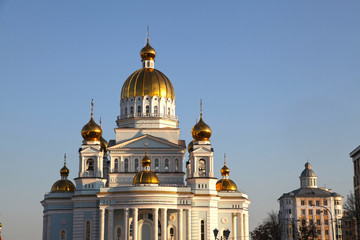 Fototapeta na wymiar Russia. Saransk city. The cathedral of St. Warrior Theodor Ushakov