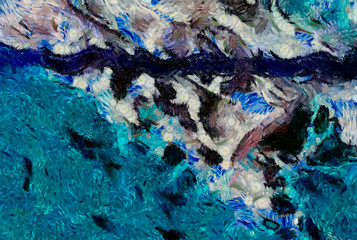 Abstract texture background. Digital painting in Vincent Van Gogh style artwork. Hand drawn artistic pattern. Modern art. Good for printed pictures, postcards, posters or wallpapers and textile print.