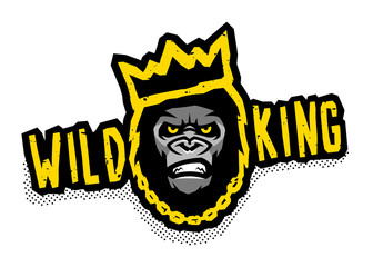 Angry gorilla head in the baseball cap on a dark background. Vector illustration. © makstrv