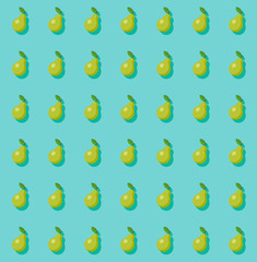 Color background pear fruit pattern vector