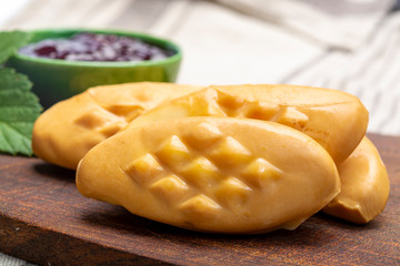 Oscypek or Oszczypek smoked cheese made of salted sheep milk exclusively in Tatra Mountains, Zakopane, Poland.