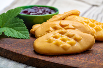 Oscypek or Oszczypek smoked cheese made of salted sheep milk exclusively in Tatra Mountains, Zakopane, Poland.
