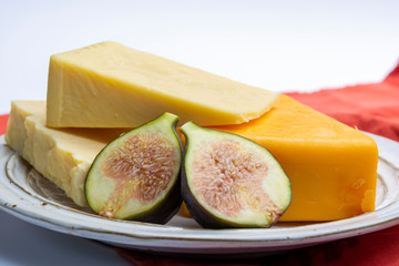 Cheddar cheese collection, variety of Cheddar cheese made from cow milk