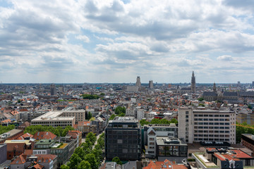 Fototapeta na wymiar Cityscape, old Belgian city Antwerpen, view from above