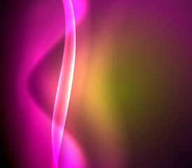 Shiny color bright neon abstract wave template. Abstract bright light. Neon light glowing effect. Space background. Abstract shape
