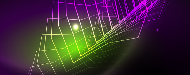 Shiny glowing design background, neon style lines, technology concept, vector