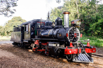 Fototapeta na wymiar Maria Fumaca - Steam Locomotive in Minas Gerais, Tiradentes City