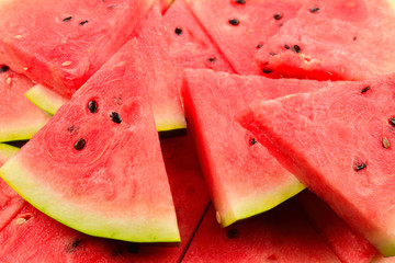 Juicy watermelon slices background. Top view.