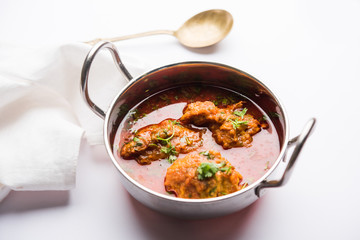 Lauki Kofta Curry made using Bottel Gourd or Doodhi, served in a bowl or karahi. selective focus