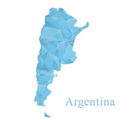 Argentina map icon in blue low polygon style. abstract geometric tessellation, vector design